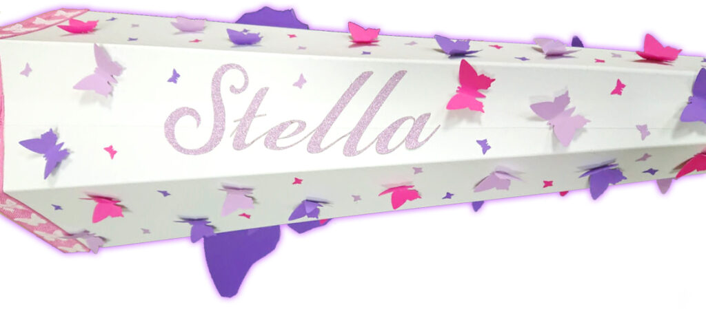 Schultüte mit Schmetterlingen und Namen Stella